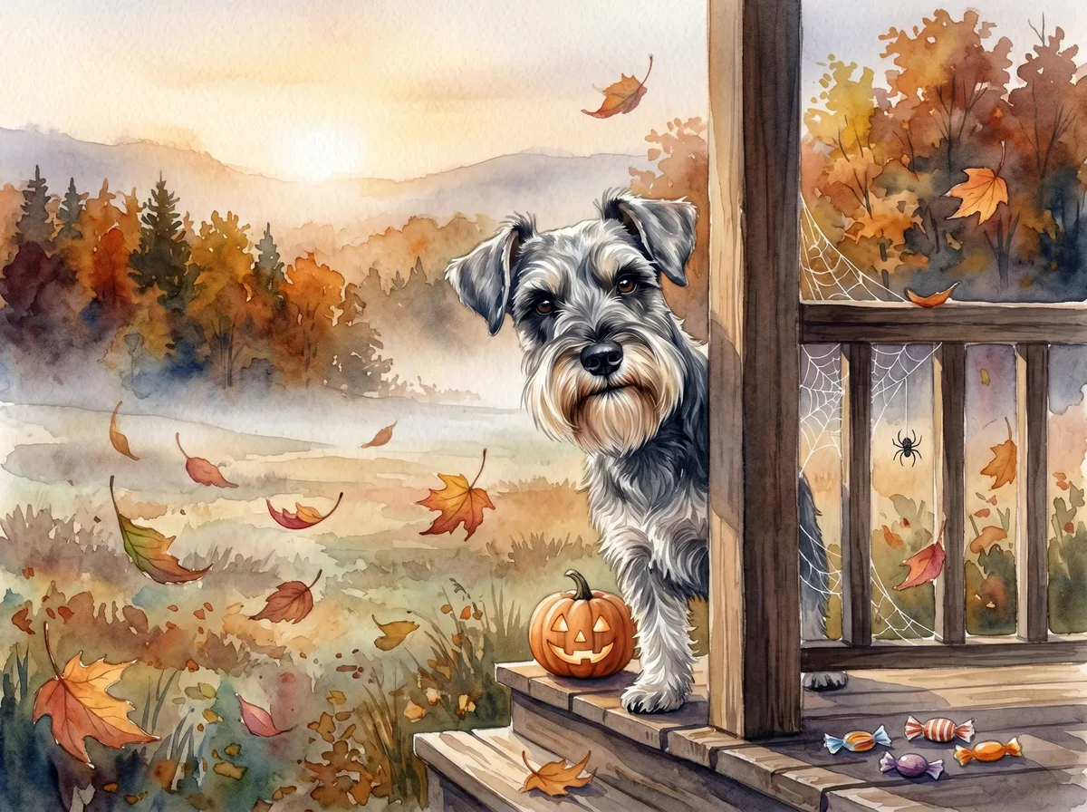 Miniature Schnauzer watercolor calendar month 10